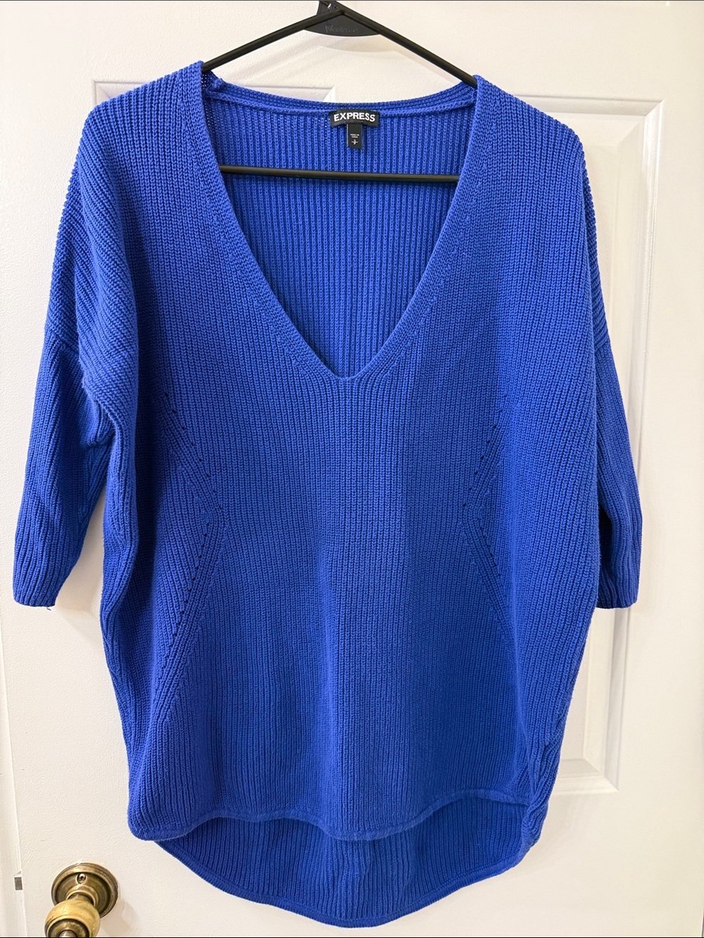 Express Women's V-Neck Sweater Tunic in Cobalt Blue